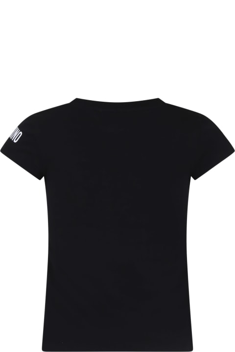 Moschino for Kids Moschino Black T-shirt For Girl With Logo