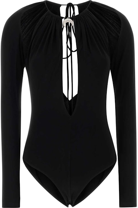 Marine Serre Black Stretch Viscose Bodysuit