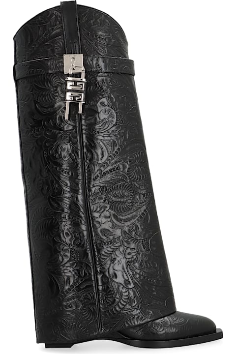 Shoes for Women Givenchy Shark Lock Cowboy Leather Boots