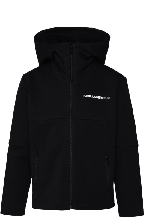 Karl Lagerfeld Sweaters & Sweatshirts for Boys Karl Lagerfeld Long-sleeve Logo-printed Zipped Hoodie