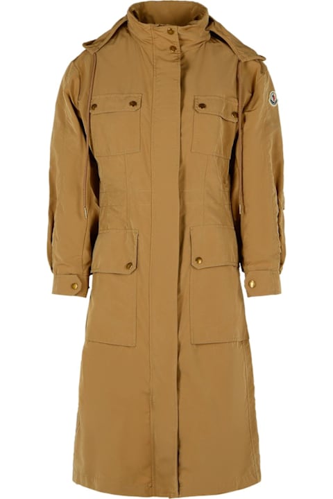 Coats & Jackets for Women Moncler 'nantes' Beige Polyester Blend Parka