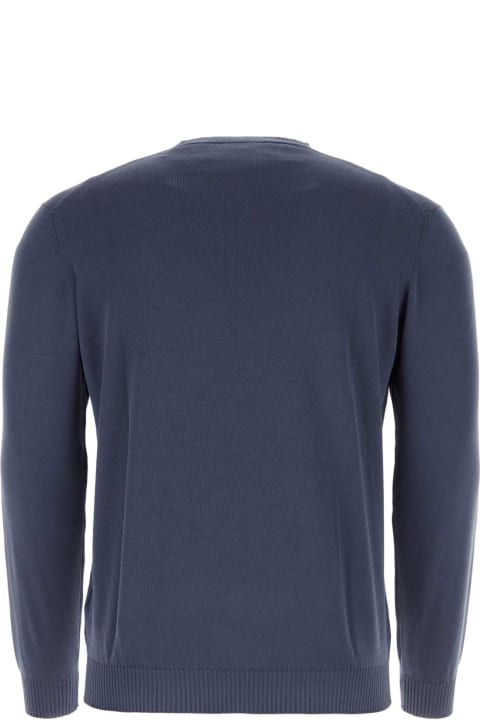 Fedeli Sweaters for Men Fedeli Air Force Blue Cotton Sweater