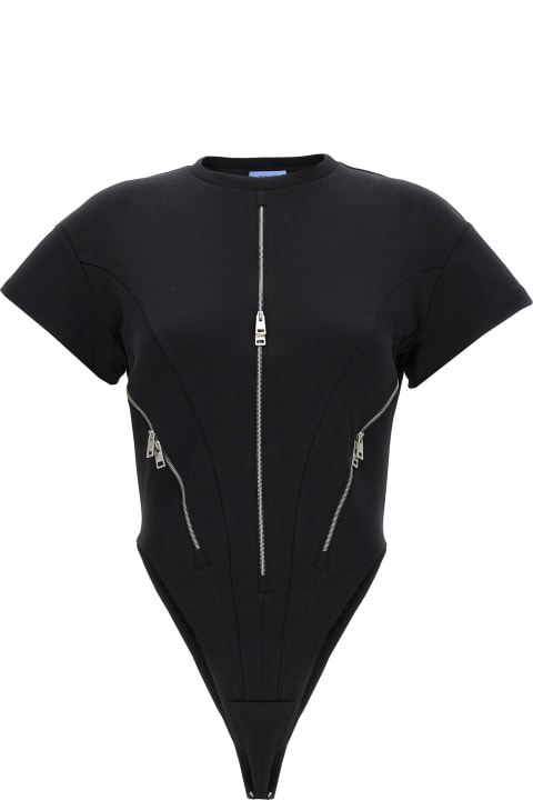 Underwear & Nightwear for Women Mugler 'zipped Jersey' Bodysuit
