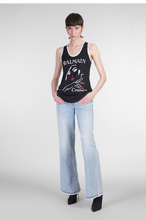 Balmain Clothing for Women Balmain Tank Top In Black Wool And Polyester