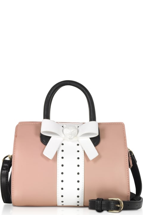 White Black And Pink Bow Mini Satchel Bag