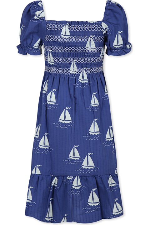 Homeware Mini Rodini Blue Dress For Girl With Sailboats