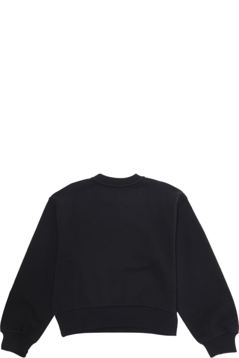 Emporio Armani ملابس علوية لـ بنات Emporio Armani Black Crewneck Sweatshirt With Contrasting Logo Print In Cotton Girl