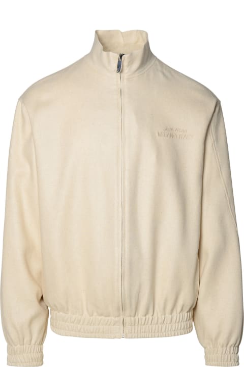 GCDS Sweaters for Men GCDS Ivory Linen Blend Jacket