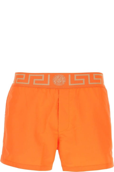 Pants for Men Versace Orange Polyester Swimming Shorts