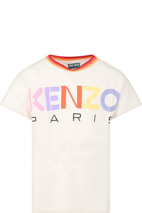 Dresses for Girls Kenzo Kids Beige Dress For Girl With Logo