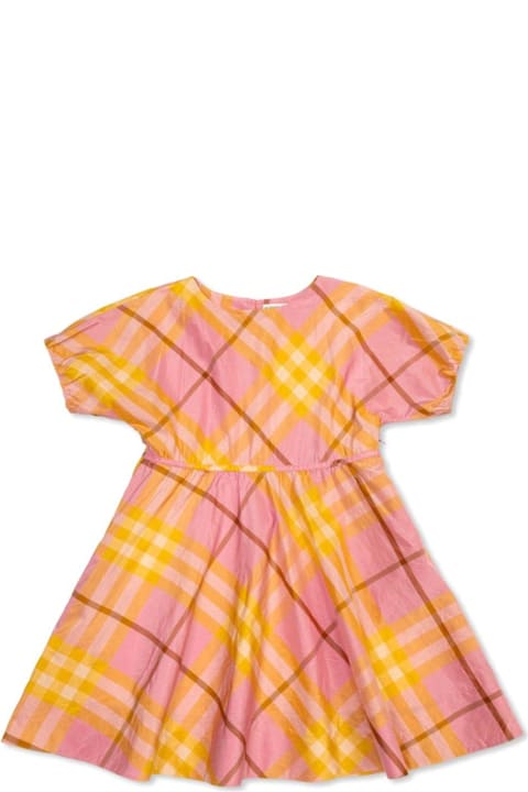 Sale for Girls Burberry Checked Short Sleeved Dress