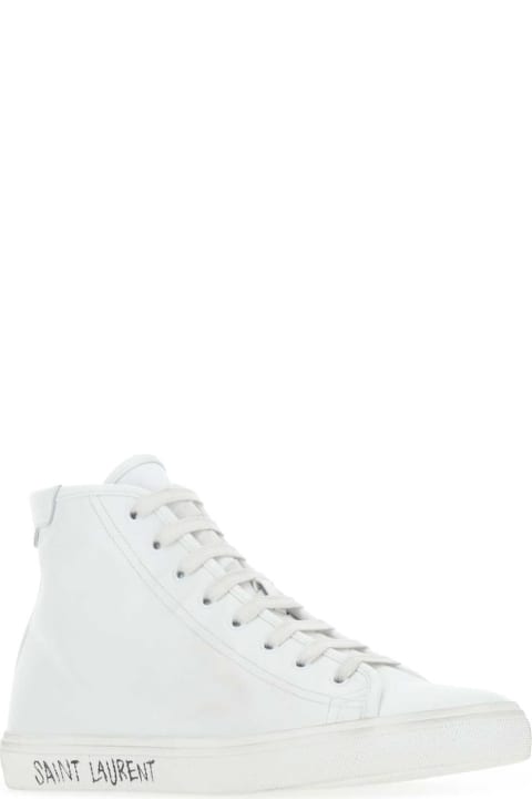 Saint Laurent Sneakers for Men Saint Laurent White Leather Malibu Sneakers