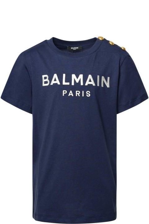Balmain for Kids Balmain Logo Printed Crewneck T-shirt