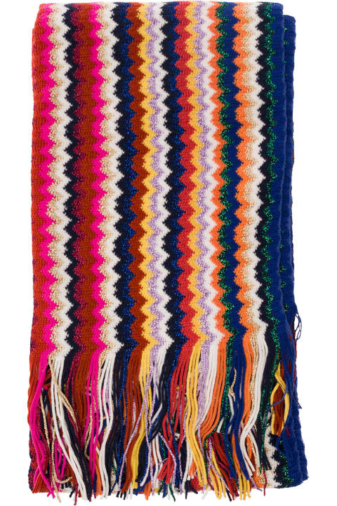 Scarves & Wraps for Women Missoni Multicolor Scarf With Zigzag Motif And Fringed Hem In Wool Blend Woman