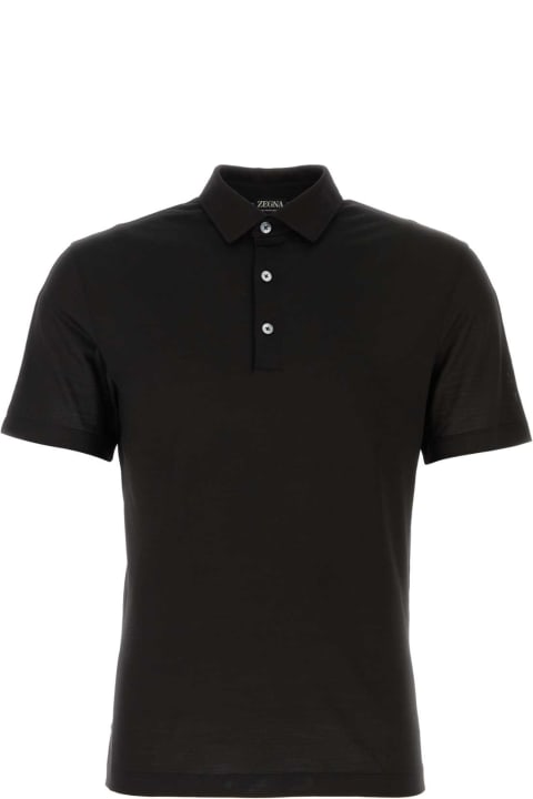 Zegna Topwear for Men Zegna Black Piquet Polo Shirt