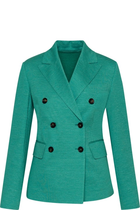 Statement Blazers for Women Max Mara Cashmere Green Cotton Blend Zirlo Blazer Jacket