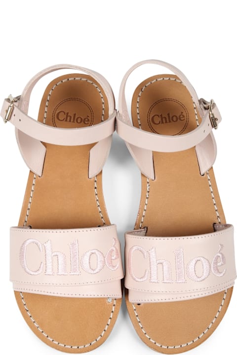 Chloé Shoes for Girls Chloé Pink Sandals For Girl With Logo