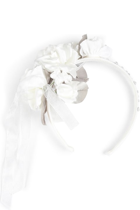 Homeware Monnalisa White Headband For Girl With Flowers