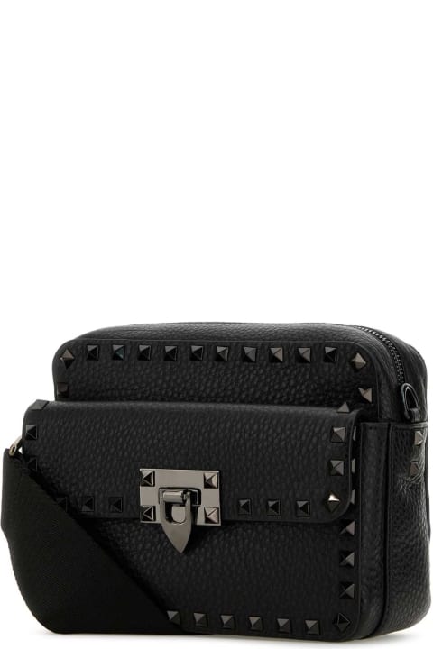 Valentino Garavani Shoulder Bags for Men Valentino Garavani Black Leather Rockstud Crossbody Bag