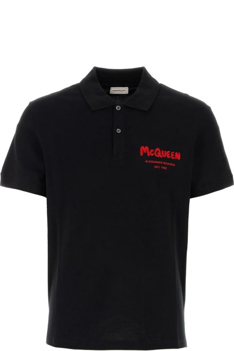 Alexander McQueen Shirts for Men Alexander McQueen Black Piquet Polo Shirt
