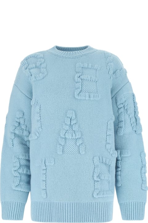 Homeware Bottega Veneta Light Blue Stretch Wool Blend Shetland Alphabet Oversize Sweater