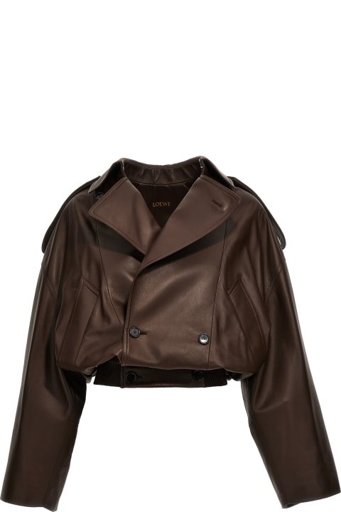 Loewe Women Loewe Double-breasted Leather Jacket
