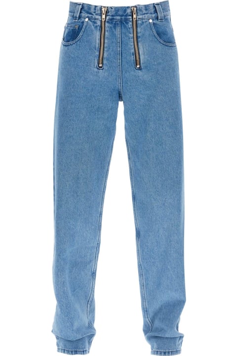 'cyrus' Wide Leg Jeans With Double Zippers