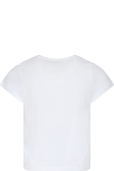 Rykiel Enfant for Girls Rykiel Enfant White T-shirt For Girl With Tour Eiffel Print And Rhinestones