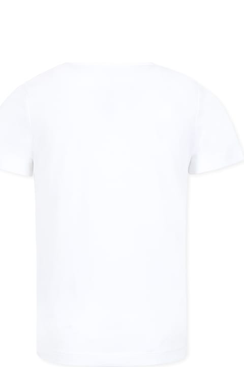 Calvin Klein قمصان بياقة دائرية وقمصان البولو لـ أولاد Calvin Klein White T-shirt For Boy With Logo