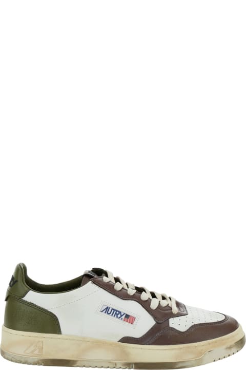Homeware Autry Autry Medalist Low Super Vintage Sneakers In White/military/brown Leather
