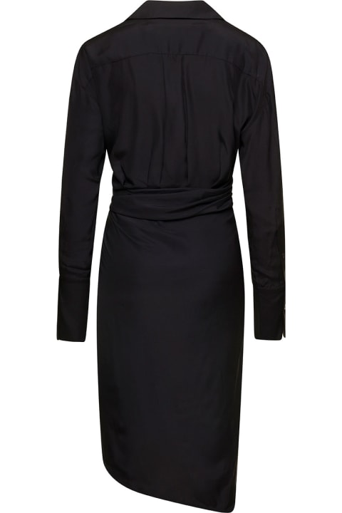 ウィメンズ GAUGE81のウェア GAUGE81 Black Gathered-front Shirt Dress Woman