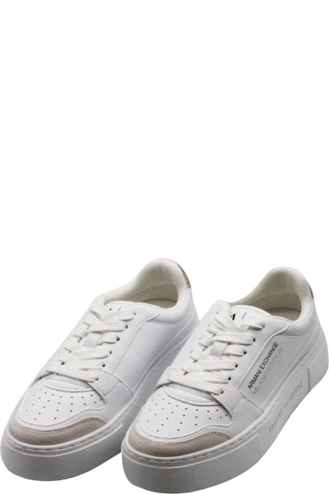 Armani Collezioni Sneakers for Women Armani Collezioni Leather Sneakers With Matching Box Sole And Lace Closure. Small Golden Rear Logo And Side Writing