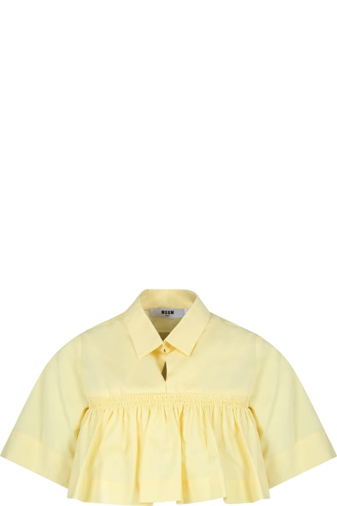 Fashion for Kids MSGM Yellow Crop Shirt For Girl With Logo