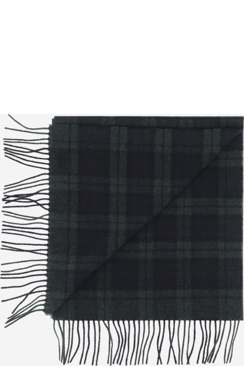 Scarves for Men Drôle de Monsieur Virgin Wool Scarf With Check Pattern