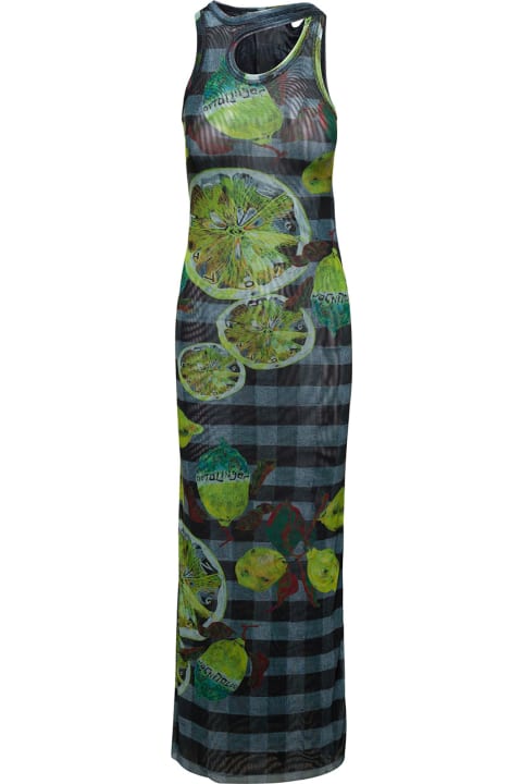 Ottolinger Dresses for Women Ottolinger Long Multicolor Asymmetric Dress With Cut-out And Lemon Print In Mesh Woman