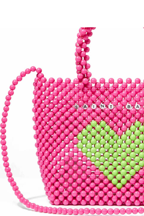 メンズ トートバッグ MC2 Saint Barth Beaded Pink Handbag With Green Heart