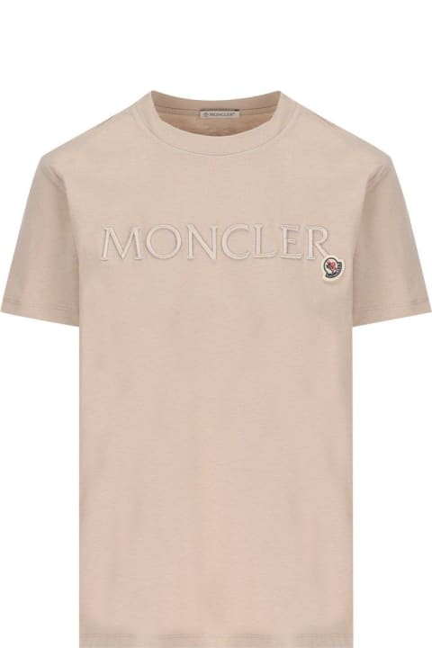 Moncler Topwear for Women Moncler Logo Embroidered Crewneck T-shirt
