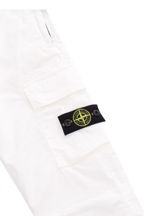 Stone Island Junior for Kids Stone Island Junior White Trousers With Pockets