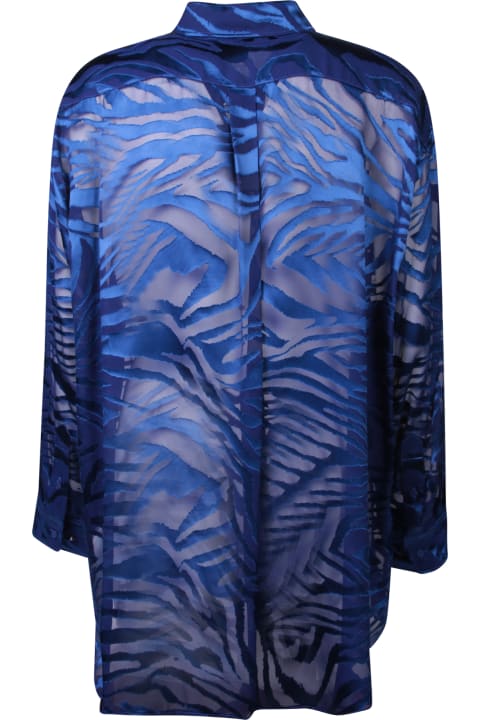 Roberto Cavalli ملابس علوية لـ السيدات Roberto Cavalli Bluette Devorã© Velvet Shirt