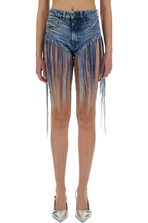 Diesel Clothing for Women Diesel Fringed Denim Shorts