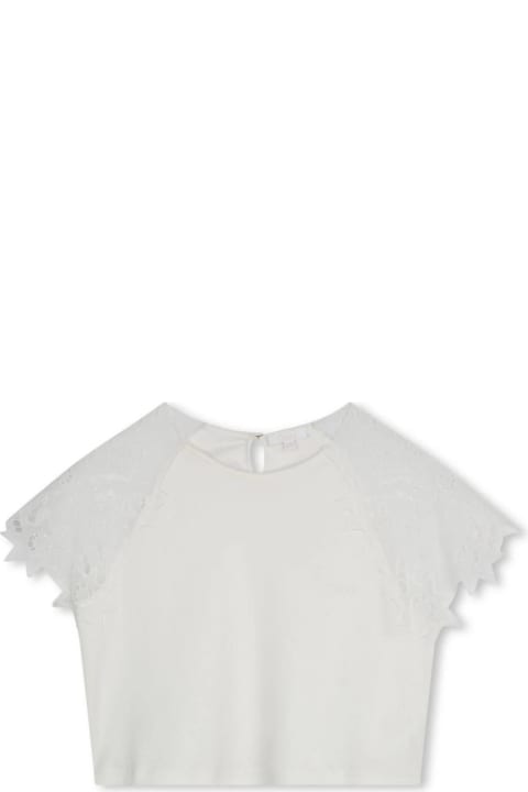 Chloé Topwear for Girls Chloé White Top With Guipure Lace