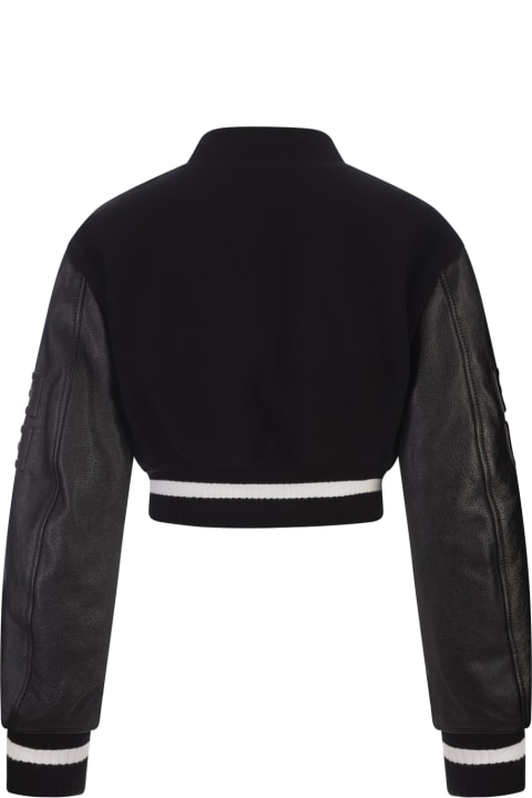 Clothing for Women Givenchy Black Givenchy Short Bomber Jacket In Wool And Leather