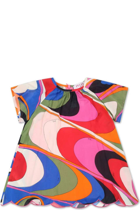Pucci for Kids Pucci Short-sleeved Dress With Multicoloured Waves Print