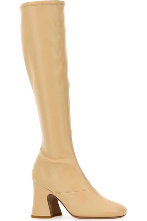 Chloé Cream Synthetic Leather Janis Boots