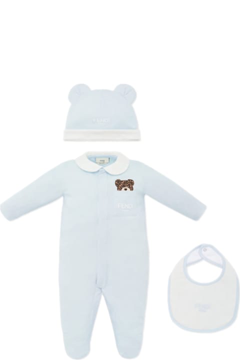 Fendi لـ رُضع أولاد Fendi Onesie, Hat And Bib