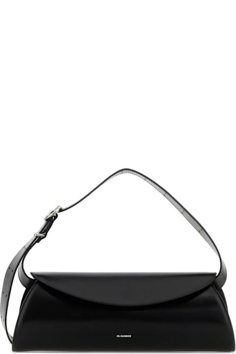 Jil Sander for Kids Jil Sander Black Leather Cannolo Grande Shoulder Bag