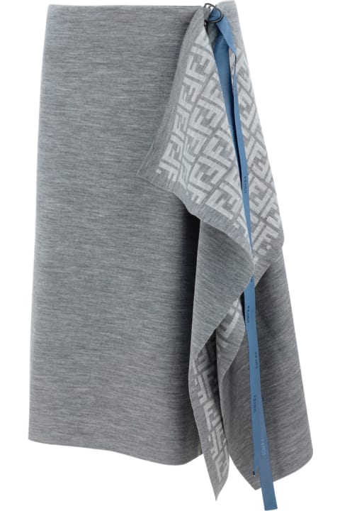 Homeware Fendi Asymmetrical Hem Midi Skirt