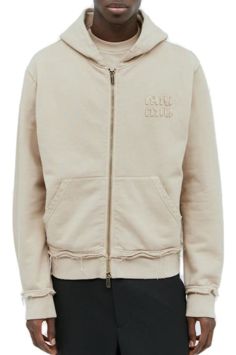Miu Miu Coats & Jackets for Women Miu Miu Distressed Hooded Sweatshirt