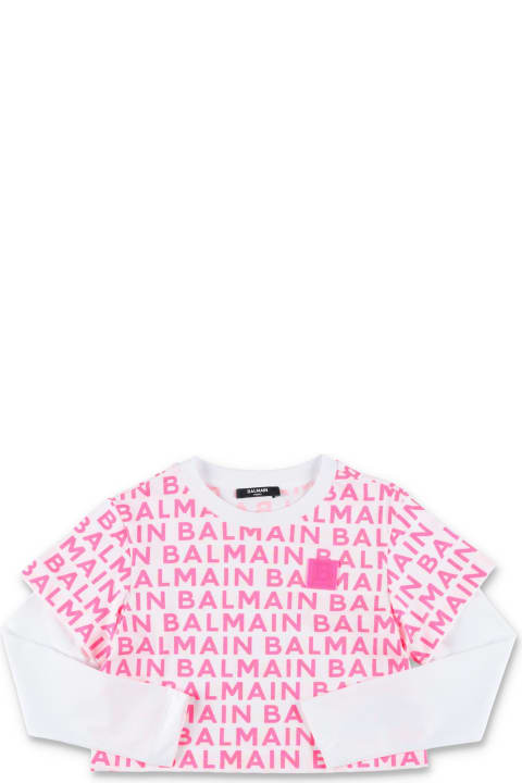 Balmain for Girls Balmain All-over Logo T-shirt