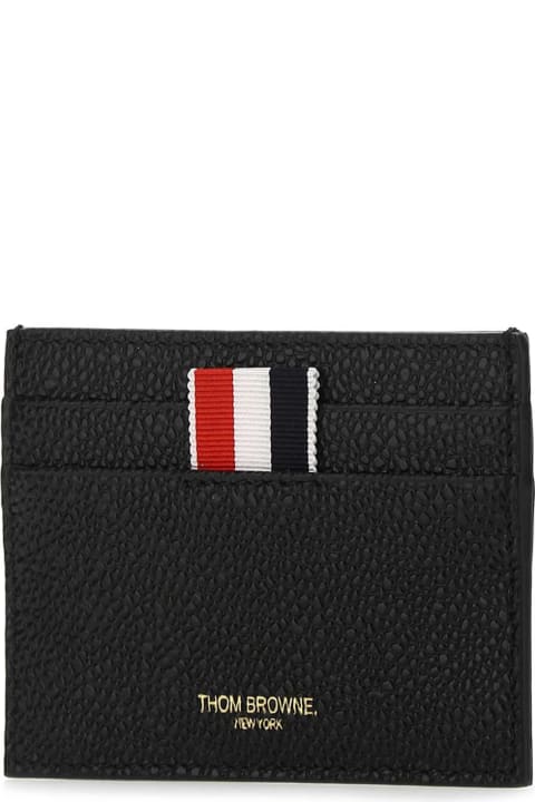 ウィメンズ Thom Browneの財布 Thom Browne Black Leather Card Holder